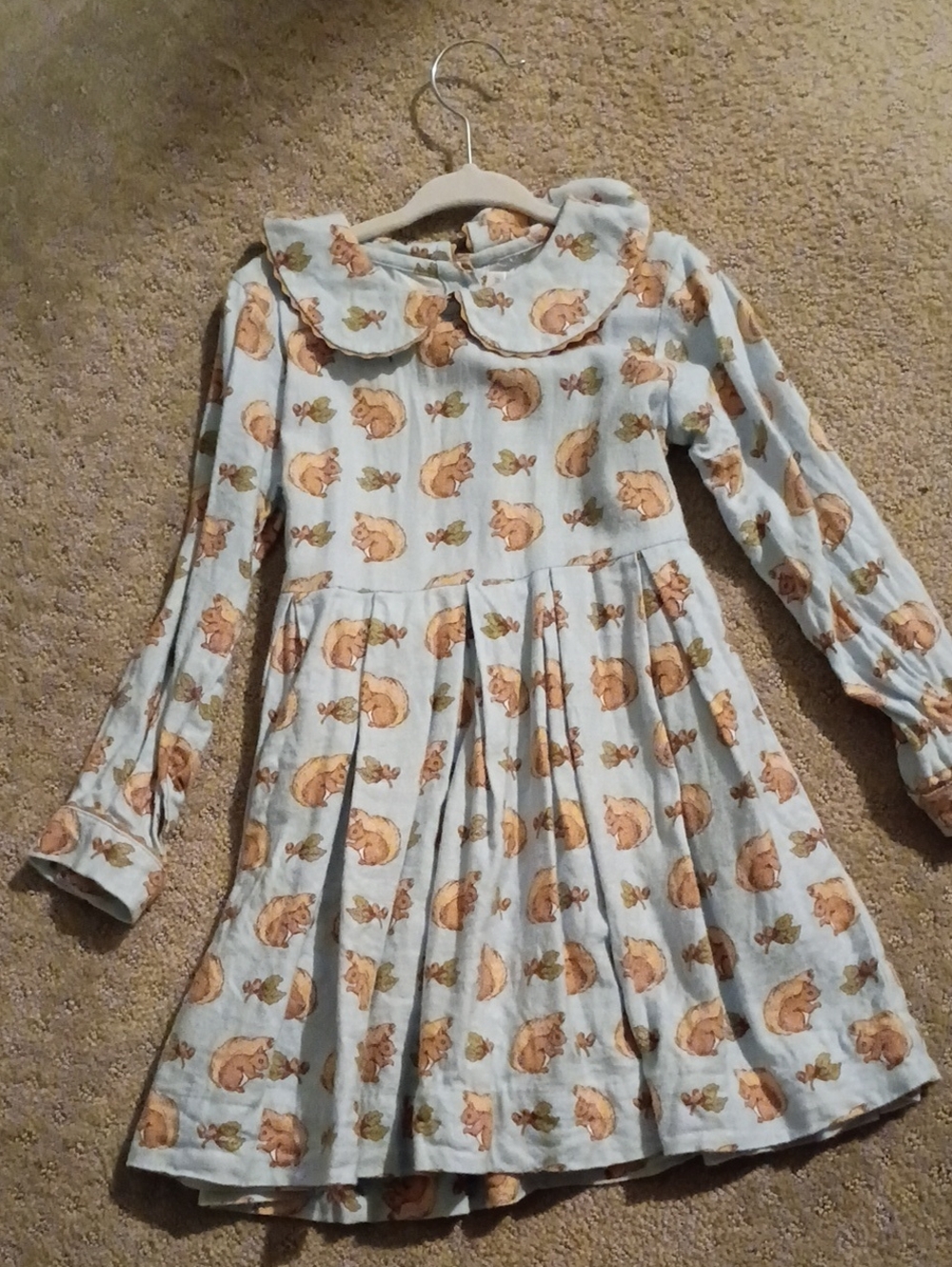 Rachel Riley Light Blue Dress with Squirrel Print